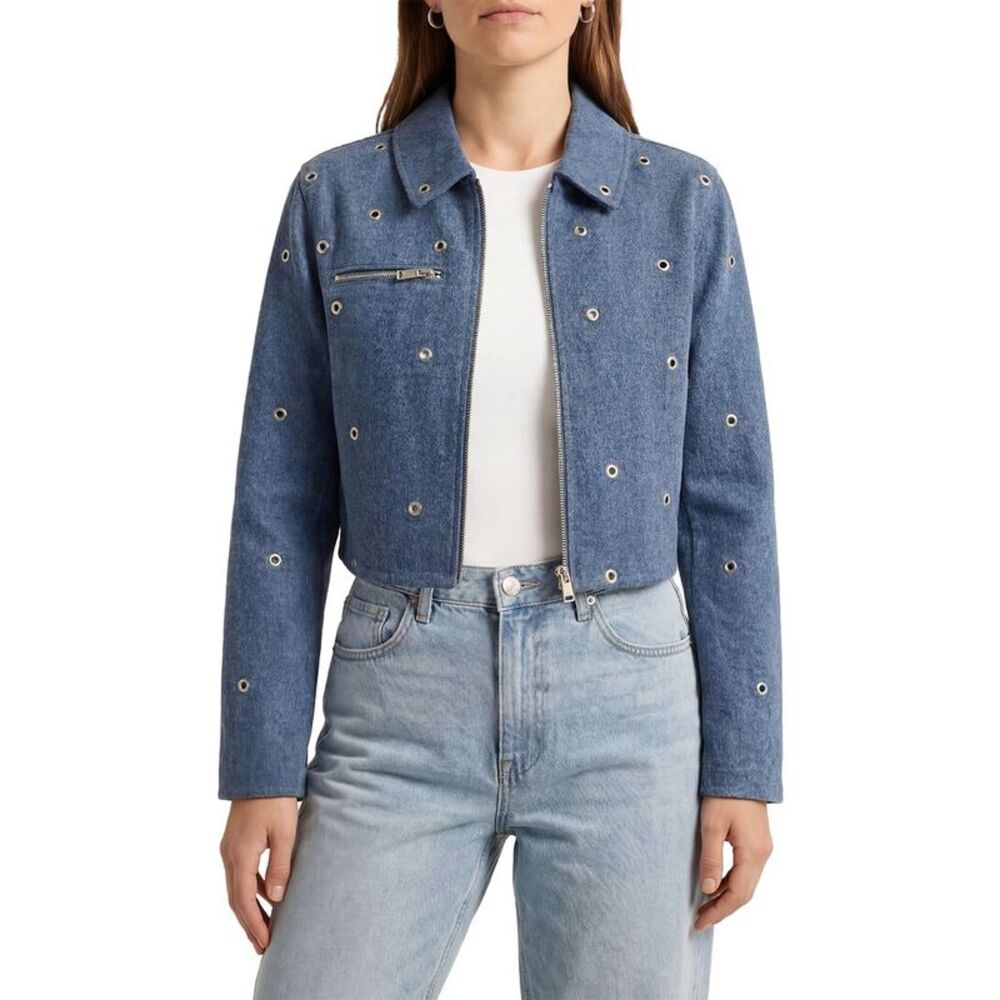 Avec Les Filles Womens  Crop Zip Front Jacket